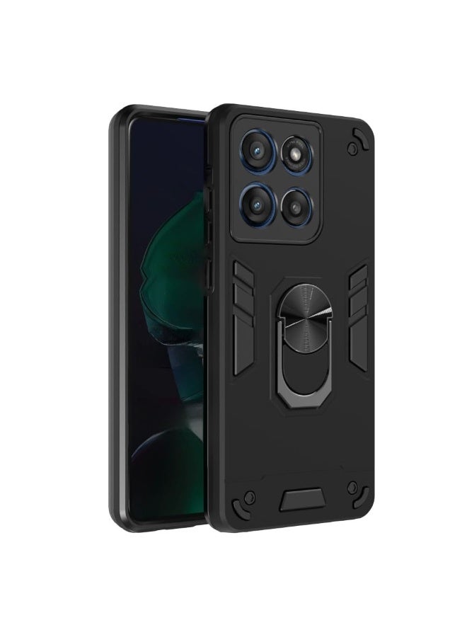 Case  Rotating Ring Holder & Kickstand in-Built | Military Grade Armor | 360 Degree Protection Back Cover for Motorola Edge 60 Fusion 5G black